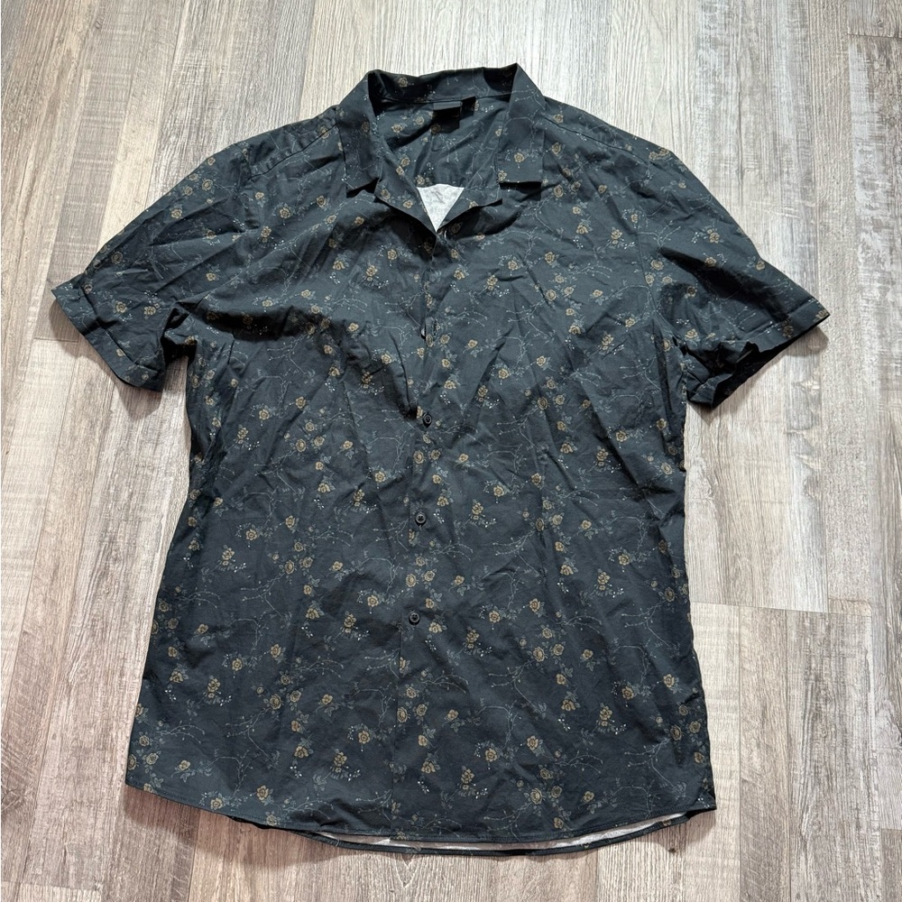ASOS Black Casual Button Down Shirt with Subtle Pattern casual